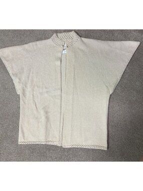 Vtg  Gloria Rare 70s Boho Hippie Knitted Cream Sweater Vest Size Large 42" Chest